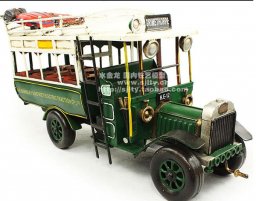1:18 Scale Green Tinplate Made Retro Style London Bus Model