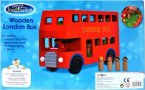 Red Wooden Double Decker London Bus with Passengers Inside