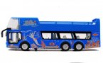 1:32 Scale Blue Kids Diecast Double Decker Sightseeing Bus Toy