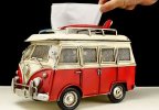 Handmade Red / Green Medium Scale Tinplate VW Bus Model