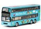 Blue 1:87 Scale Monkey Kids Diecast Double Decker Bus Toy