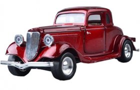Red 1:24 Scale Motormax Diecast 1934 Ford Vintage Car Model