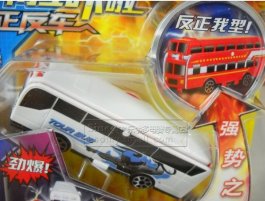 1:64 Scale Red-White Maisto Brand Alterable City Bus Toy