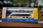 1:64 White Beijing Bus Media Commemorative Double Deck Bus Model