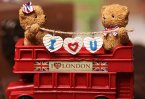 Red / Blue Resin Saving Box London Double Decker Bus Toy