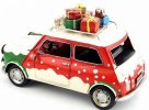 1:10 Scale Retro Christmas Theme Tinplate Mini Cooper Car Model