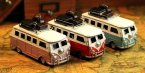 Small Scale Tinplate Red / Pink / Green Vintage Style Bus Model