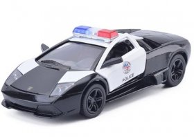 Kids 1:36 Scale White-Black Diecast Lamborghini Police Car Toy