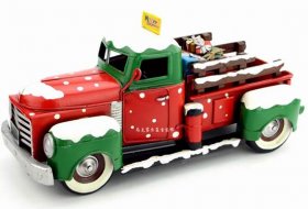 Retro Christmas Theme Tinplate U.S. Pickup Truck Model