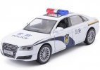 Kids Police 1:32 Pull-Back Function White Diecast Audi A8 Toy