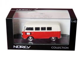 Red-White 1:43 Scale NOREV Diecast VW T1 Kombi Bus Model