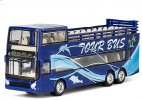 Blue 1:87 Scale Kids Diecast Sightseeing Double Decker Bus Toy
