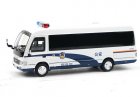 1:64 Scale Police White Diecast Toyota Coaster Coach Bus Model