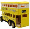 Pull Back Alloy and Plastic Yellow Double Decker Tour Bus Model