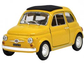 Yellow / Red / Blue 1:24 Scale Bburago Diecast Fiat 500F Model