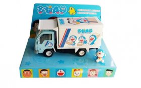 Kids White Doraemon Theme Die-Cast Container Truck Toy