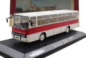1:72 Scale White-Red Atlas Diecast Ikarus 256 Bus Model