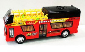 Red Kids Plastic City Sightseeing Electric Double Decker Bus Toy
