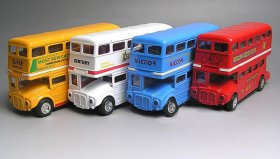 Yellow / Red / Blue / White Alloy Kids Double Decker Toys Bus
