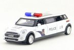 White Long Size Police Diecast Mini Cooper Toy