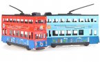 Kids Red /Blue Pull-Back Function Diecast Double Decker Tram Toy