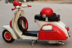 White-Red Tinplate Medium Scale Vintage Vespa Scooter Model
