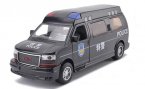 Kids Black 1:32 Scale Pull-Back Function Police Diecast GMC Toy