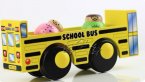 Large Scale Yellow Cartoon Design Wooden School Bus Toy