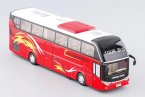 Pull-back Function Kids White /Yellow / Red Diecast Tour Bus Toy