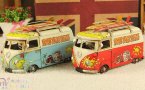 Handmade Red / Blue Vintage Small Scale VW Bus Model
