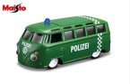1:64 Green Maisto Diecast Police Volkswagen Van Samba Model