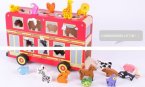 Kids Large Scale Red Animal Wooden Double-Decker Bus