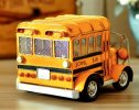 Flexible Roof Medium Scale Yellow Tinplate School Bus Model