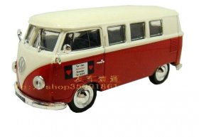 1:43 Scale Diecast White-Red VW T1 Toy Bus Model