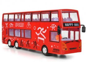 Happy Bus Theme Red Kids Plastic Double Decker Bus Toy