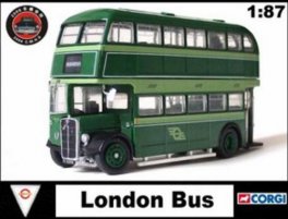 1:87 Scale CORGI Green London Double Decker Bus Toy Model