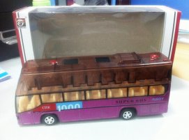 Large Scale White-Purple Plastics Double Decker Bus Toy
