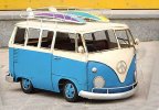 Handmade Large Scale Tinplate Red / Blue VW Bus Model