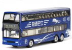 Blue 1:87 Scale Speed Kids Diecast Double Decker Bus Toy