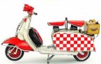 White-Red Vintage 1:8 Scale Tinplate 1965 Vespa Scooter Model