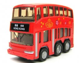 Mini Scale Cool Red Kids Hong Kong Double-Decker City Bus Toy