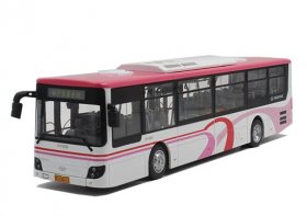 White-Pink 1:43 Scale Diecast ShangHai Daewoo Bus Model