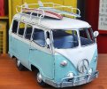 Blue / Yellow / Red Handmade Medium Scale Tinplate VW Bus Model