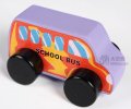 Kids Purple-Orange Wooden School Bus Toy