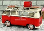 Vintage Blue / Red Handmade Medium Scale Tinplate VW Bus Model