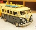 Tinplate Black/Yellow Small Scale Sliding Plates Theme Bus Model