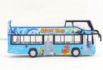 Kids Blue Ocean Park Diecast Double Decker Bus Toy