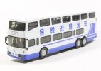 1:76 Scale White / Red / Blue Nanjing Double-Decker Bus Model