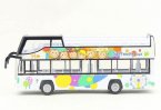 Kids White Amusement Park Diecast Double Decker Bus Toy