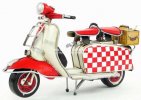 White-Red Vintage 1:8 Scale Tinplate 1965 Vespa Scooter Model